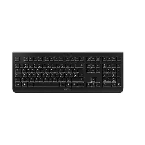Image of CHERRY KW 3000, Wireless Keyboard with Numeric Keypad, German Layout (QWERTZ), 2.4 GHz RF, Low-Noise Keys, Flat Design, Battery-Operated, Black