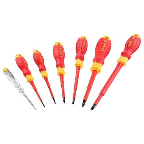 Image of Stanley FatMax VDE Insulated Pozi & Slotted Screwdriver Set, 7 Piece