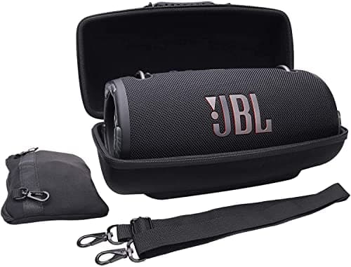 Image of Khanka Hard Case for JBL Xtreme 3, Come with Cables Pouch and Shoulder Strap for JBL Xtreme3 Portable Wireless Splashproof Bluetooth Speaker and Accessories. (Black)