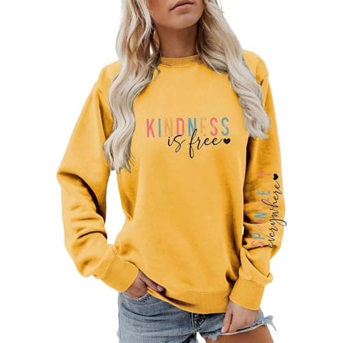 Image of Generisch 2026 Women's Sweatshirt, Casual Crew Neck with Letter Print, Fashionable Jumper without Winter (Yellow, S)