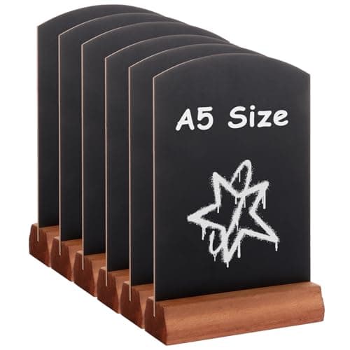 Image of APACALI 6 Pack A5 Chalk Board, 21x15cm Small Chalk Boards with Stands, Double Sided Tabletop Blackboard, Menu Board for Weddings Birthday Parties
