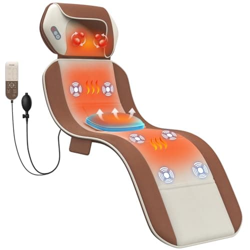 Image of Shiatsu Full Body Massage Mat with Heat, Movable Shiatsu Neck Massager, 3D Lumbar Traction & Relaxation, 6 Vibrating Motors, for Stress Relief, Adjustable Waist to Fit 5'0-6'2, Foldable & Portable