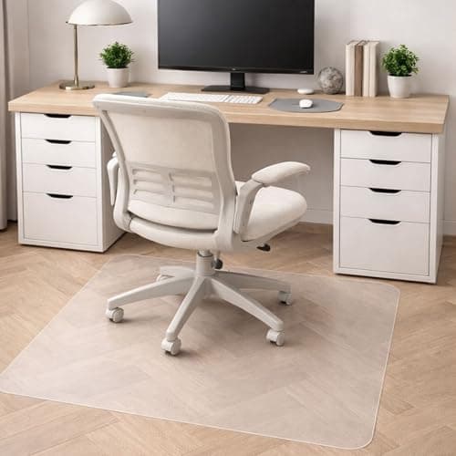 Image of Marvelux 90 x 120cm PVC Office Chair Mat for Hard Floors, Clear Floor Protector, Rectangular Non-Slip Vinyl Floor Protection Mat for Computer Desks and Gaming Chairs, Made in the UK