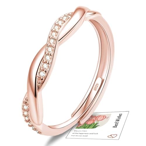 Image of YOEE Rose Gold Ring Eternity Ring Infinity Rings for Women Girls, Adjustable Wedding Promise Thumb Rings for Women with Cubic Zirconia Engagement Rings Jewellery Gift for Her