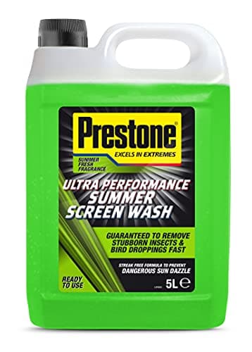 Image of Prestone Screenwash, Ready To Use Screen Wash For Cars, High Performance Cleaning With Streak Free Formula, Maximum Visibility Summer Windscreen Washer Fluid, Removes Stubborn Dirt, 5L Bottle
