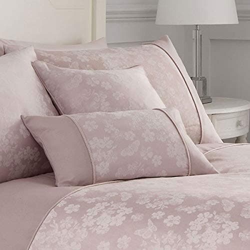 Image of Dreams & Drapes Blush Sakura Blossom Cushion 43x43cm – Filled Jacquard Floral Pillow with Zipped Cover – Soft Pink Decorative Cushion for Sofa, Bed or Chair – Matching Bedding Available