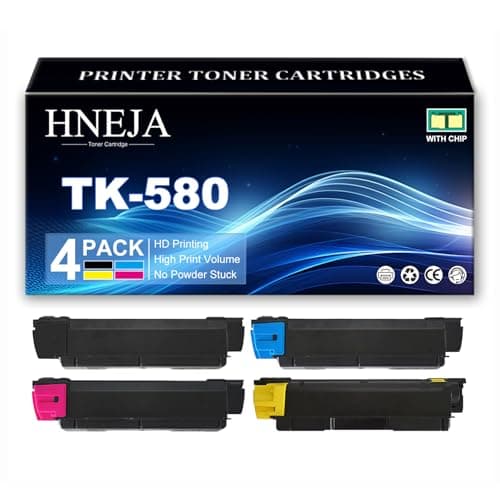 Image of TK-580 Toner Cartridge, Compatible 1T02KT0NL0 1T02KTCNL0 1T02KTBNL0 1T02KTANL0 Toner Cartridges for Kyocera FS-C5150DN P6021cdn Printer,4 Colors-1 Pack
