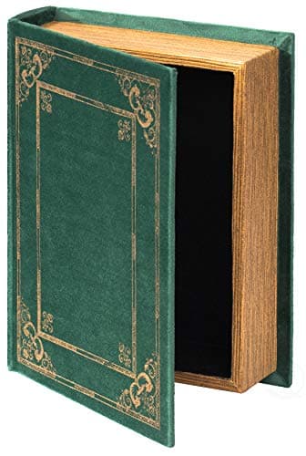 Image of Vintiquewise QI003691.G Decorative Vintage Book Shaped Trinket Storage Box-Green
