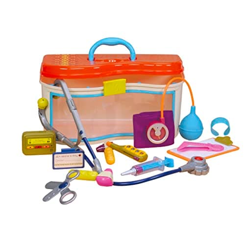 Image of B. toys – Wee MD – Pretend Play Toy Doctor Kit – Doctor Play Set – Toddlers, Kids – 14 Pieces – Stethoscope, Thermometer, Beeper & More – 18+ Months