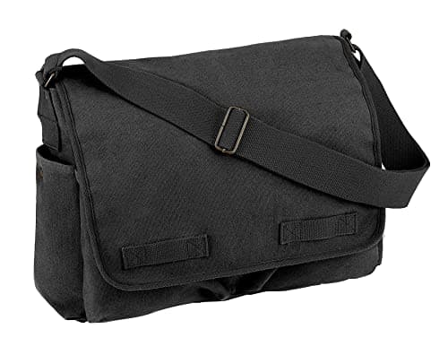 Image of Rothco Classic Canvas Messenger Bag - Heavyweight Canvas Crossbody Shoulder Pack – Charcoal Grey
