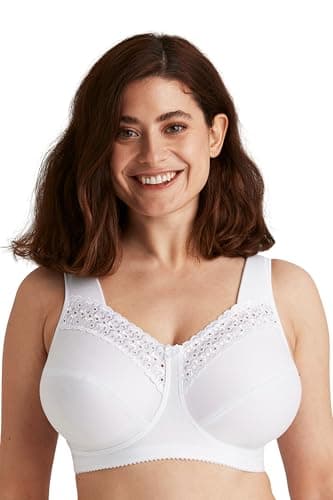 Image of Miss Mary of Sweden - Broderie Anglaise, Non Wired Bras for Women, Everyday Bras, Comfortable Cotton, Supportive Full Coverage 38B White