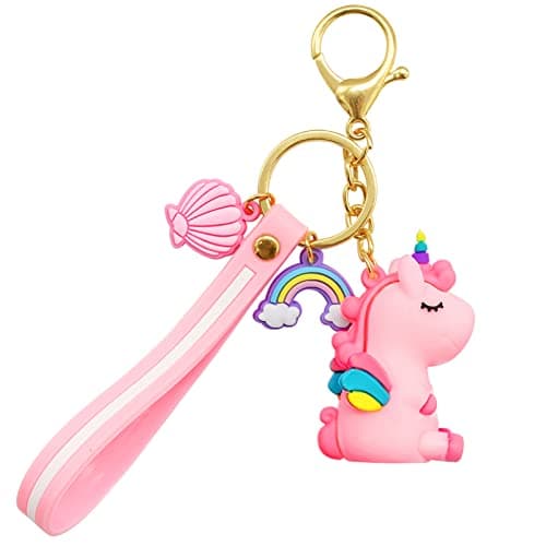 Image of Hioph Unicorn Keyrings for Girls, Kids Key Chains, Lucky Rainbow Unicorn Keychain, Cute Soft Silicone Cartoon Keychains, Women Bag Key Holder Rings Keyfob Accessories