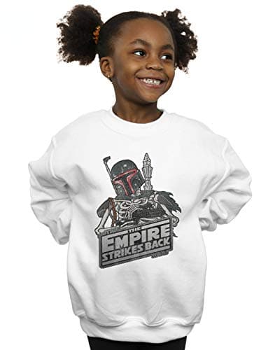 Image of Absolute Cult Star Wars Girls Boba Fett Skeleton Sweatshirt White 5-6 Years