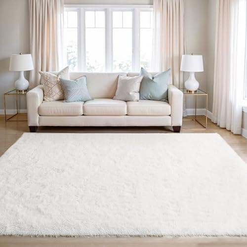 Image of BEIMO Fluffy Rugs for Bedrooms 200x280cm, Large 3cm Pile Rug, Faux Fur Rug, Non Shedding Carpets, Extra Large Rugs for Living Room, White