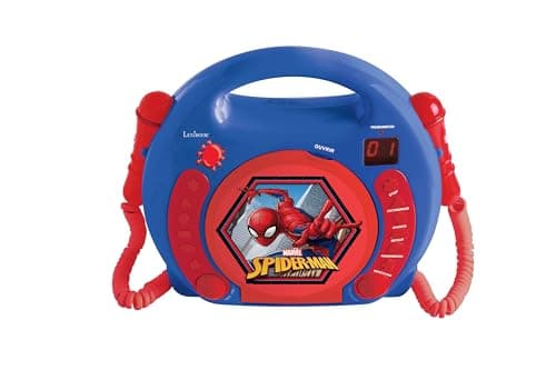 Image of Lexibook, Marvel Spider-Man, CD player with 2 microphones, headphones jack, battery-operated, RCDK100SPLXB