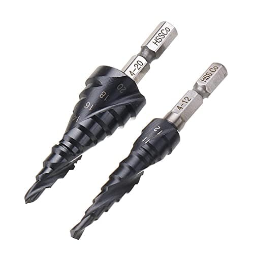 Image of OIENNI M35 Cobalt Step Drill Bit, TiAlN Coated for Extraordinary Durability, Impact Ready Unibit with 1/4" Hex Shank, Cone Drill Bit for Sheet Metal, Stainless Steel, Aluminum, Wood, Plastic (2-Piece)