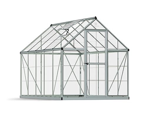 Image of Palram Canopia Harmony 6x10 Silver Greenhouse - Clear Polycarbonate, Aluminum Frame, Base Included