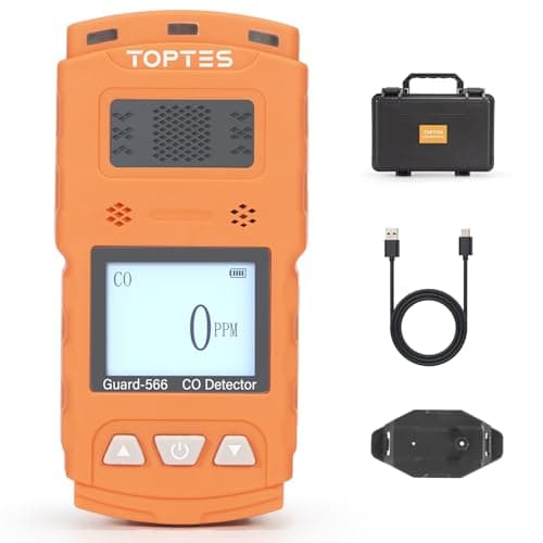 Image of TopTes Guard-566 Portable Carbon Monoxide Detector, Rechargeable CO Detector with Back Clip, Vibration, Visual & Audible Alarms, 168h Long Standby, Adjustable Alarm Thresholds for Home, Work Use