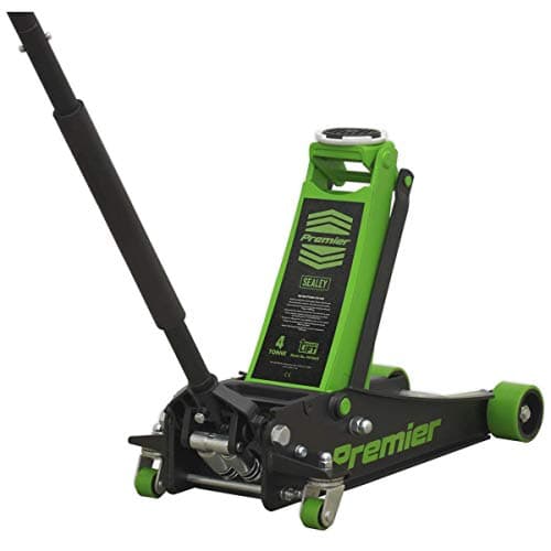 Image of Sealey 4 Tonne Low Profile Trolley Jack, Car Jack, with Rocket Lift - Green - 4040AG