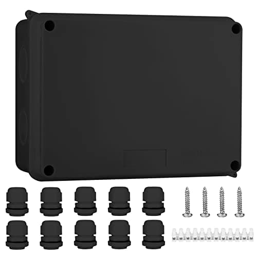 Image of IP65 Waterproof Junction Box Large ABS Electrical Box, Outdoor Cable Connector, Weatherproof Electric Cover Enclosure Black (150x110x70mm) - AVARTEK