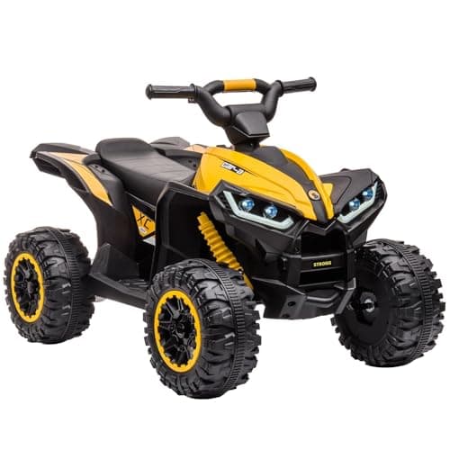 Image of 12V Kids Electric Ride on ATV, Electric Quad Bike with LED Lights, Accelerator Handle, Foot Pedal, Comfortable Cushion Seat, 2 Speed, Safety Uniform Deceleration ≤0.5S Quick Brake for Ages 3-5 Years