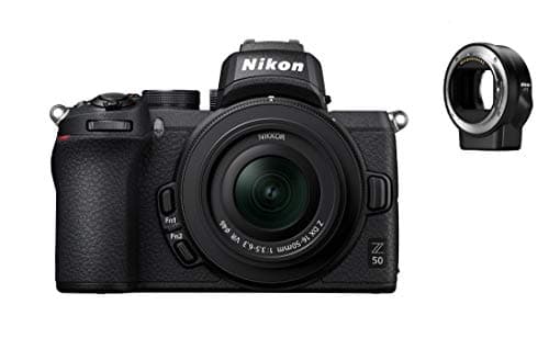 Image of Nikon Z50 + Z DX 16-50mm + FTZ Mirrorless Camera Kit (209-point Hybrid AF, High speed image processing, 4K UHD movies, High Resolution LCD Monitor) VOA050K004