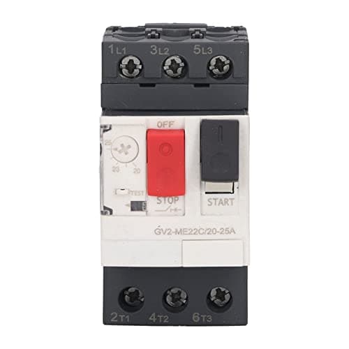 Image of Focket Motor Circuit Breaker, 18A 25A 32A AC 690V 6KV Impulse Withstand Voltage 3 Pole DIN Rail Circuit Breaker, Mini with Manual Starter Button for Motor Protection in (GV2-ME22C 20-25A)