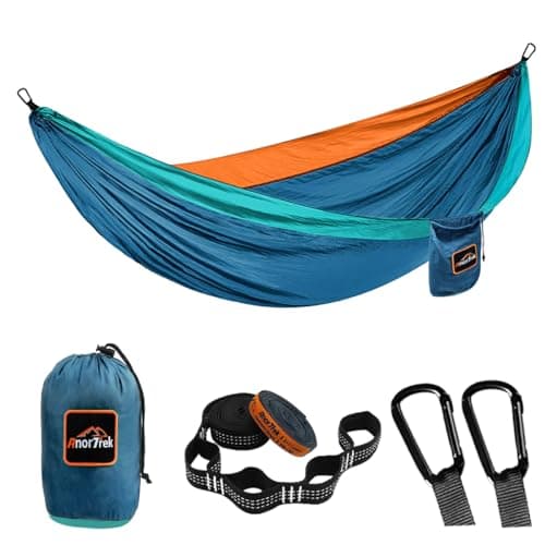 Image of Anortrek Outdoor Hammock 1-Person 280x140 cm [250kg Load Capacity] Ultra-Light Camping Accessory with Tree Straps, Breathable Nylon Travel Hammock for Hiking & Garden