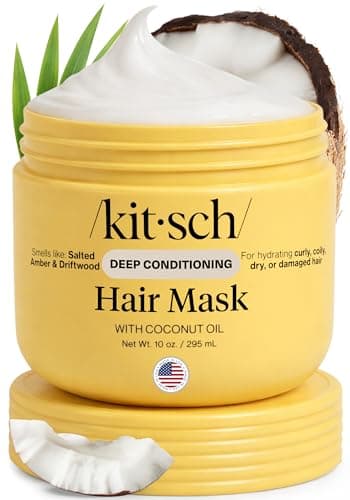 Image of Kitsch Deep Conditioning Hair Mask 295ml – Moisturizing Hair Mask for Damaged Hair with Coconut Oil – Hydrating, Strengthening & Frizz-Reducing Hair Care Treatment for Curly, Coily & All Hair Types