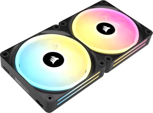 Image of Corsair iCUE LINK QX140 RGB 140mm Magnetic Dome RGB Fans - Double Fan Starter Kit with iCUE LINK System Hub - Black