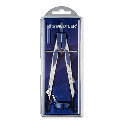 Image of STAEDTLER 553 01 Mars Comfort Quick-Setting Compass with Centre Wheel, Universal Adapter and Lead Box (360mm Diameter)
