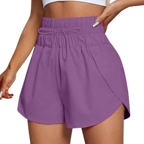 Image of Generisch Shorts Women's Shorts Running Shorts Workout Elastic Waist Athletic Yoga Trousers Sports Trousers, purple, L