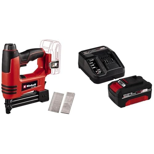 Image of Einhell Power X-Change Cordless Nail Gun with Battery and Charger -18V, 2-in-1 Brad Nailer & Stapler, 20 Shots Per Minute, Includes 300 Nails and 300 Staples - TE-CN 18 Li Nail Gun Cordless Set