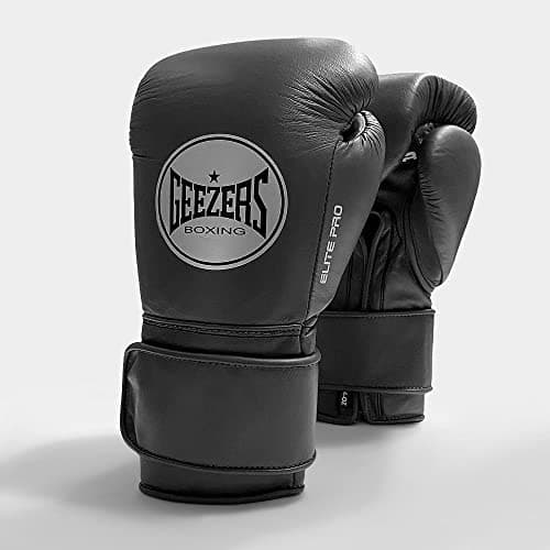 Image of Geezers Boxing Elite Pro 2.0 Hook & Loop Sparring/Training Gloves - Mens, Womens Boxing Hook & Loop gloves - sparring gloves - ideal for heavy duty punch bags (Dark Grey, 16oz)
