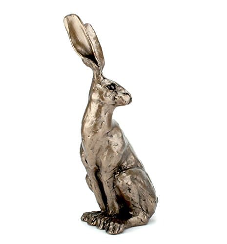 Image of Sitting Hare Small 25cm tall Cold Cast Bronze Sculpture - by Paul Jenkins