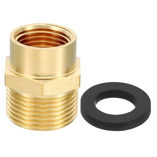 Image of PATIKIL Brass Pipe Fitting Adapter, 1/2" NPT Female Thread x 3/4" G Male Thread Brass Reducer Hex Tubing Hose Connector Adaptor with Gasket for Plumbing Water Line Connection