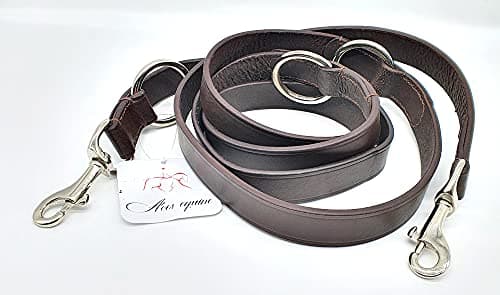 Image of POLICE STYLE LEATHER DOG TRAINING LEAD 80 INCH LONG BLACK BROWN TAN GREY (BROWN, 3/4 INCH WIDE)