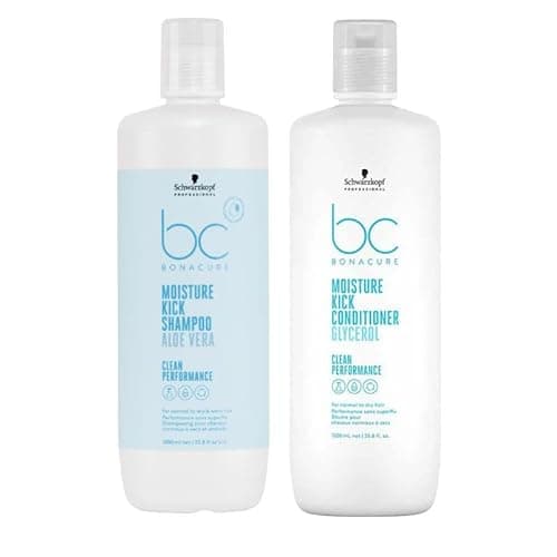 Image of Schwarzkopf DUO BC Bonacure Moisture Kick Shampoo 1000ml & Moisture Kick Conditioner 1000ml
