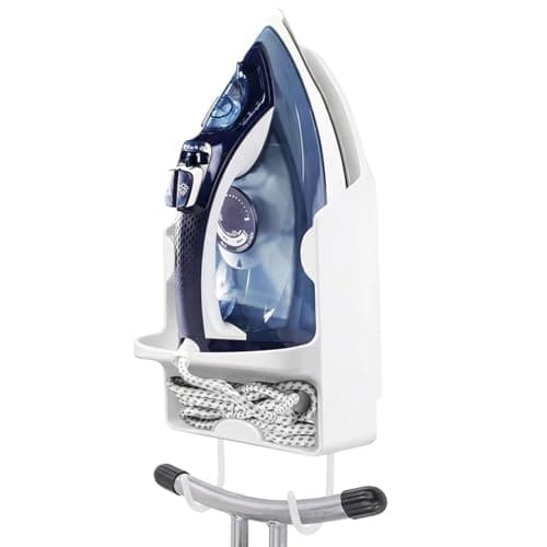 Image of Newthinking Electric Iron Holder with Hook, Wall Mounted Iron Stand and Ironing Board Holder for Laundry Room, Laundry Cupboard, Utility Room, White