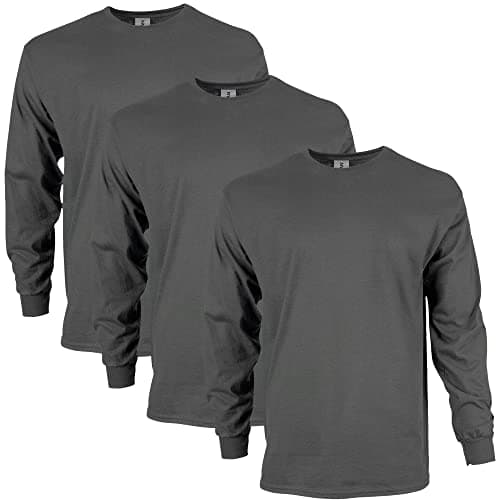Image of Gildan Unisex's Ultra Cotton Long Sleeve T-Shirt, Style G2400, Multipack, Charcoal (3-Pack), XL (Pack of 3)