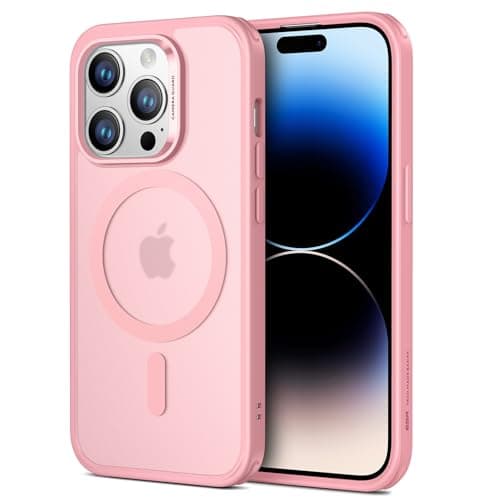 Image of ESR for iPhone 14 Pro Case, Magnetic Case Compatible with MagSafe, Shockproof Military-Grade Protection, Magnetic Phone Clear Case for iPhone 14 Pro (6.1"), Classic Hybrid Series,Pink