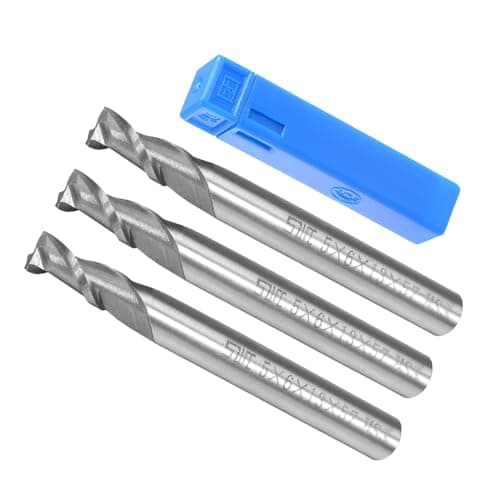 Image of CoCud 2-Flute Spiral End Mill Bits, 5mm Diameter 13mm Length, High Speed Steel Straight Milling Cutter with Storage Case- (Applications: for Plywood Hardwood Plastic), 3-Pieces