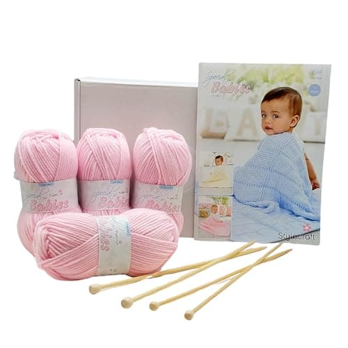 Image of WeeWoollyWonderfuls Knitting Blanket Kit - Stylecraft Baby Blanket Knitting Kit (Pink)