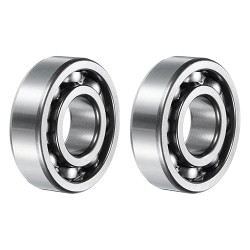 Image of sourcing map 6204 Deep Groove Ball Bearings, 2pcs 20mm I.D x 47mm O.D x 14mm Thick C3 Open Type Chrome Steel (ABEC5, Silver Tone)