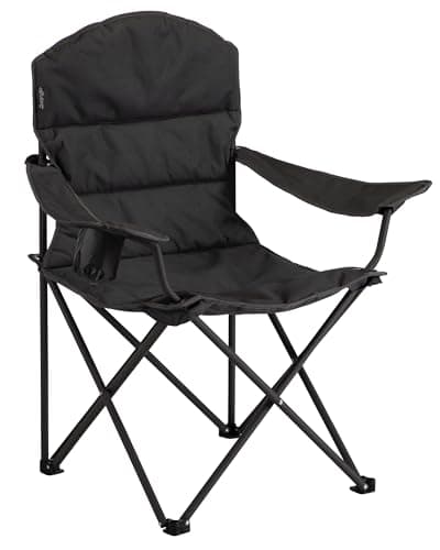 Image of Vango Samson 2 Oversized Camping Chair | Foldable, Compact, Premium Comfort with Insulated Cupholder | For Outdoor Picnic, Camping, Fishing | Steel Frame & DuoWeave Fabric (Excalibur Grey)