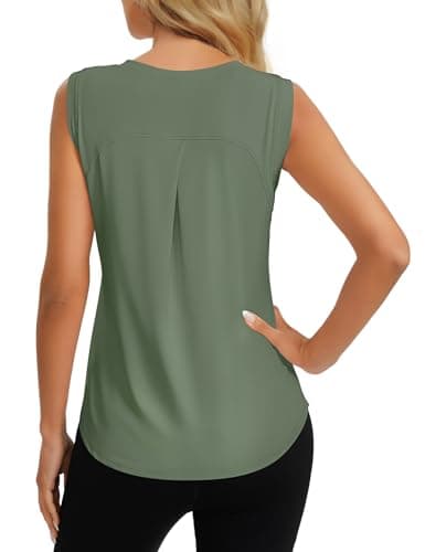 Image of Dawnrole Workout Tank Top for Women Gym Athletic Sleeveless Yoga Shirt Crew Neck Tops Green