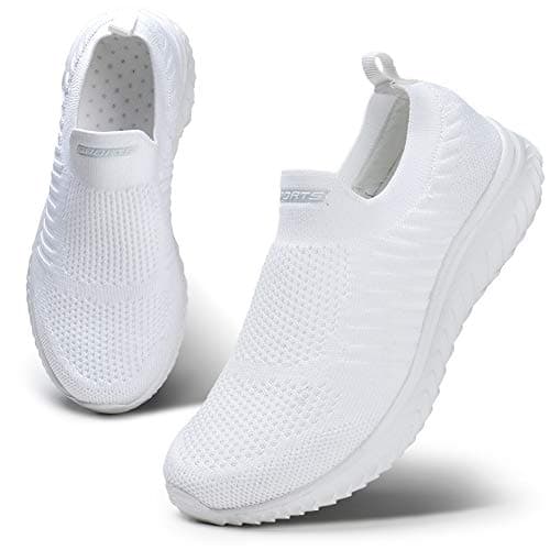 Image of HKR Womens Nordic Walking Shoes Casual Trainers Comfortable Nurse Shoes Lightweight Running Shoes Fashion Mesh Tennis Sneaker Athletic Outdoor, 5 UK, White