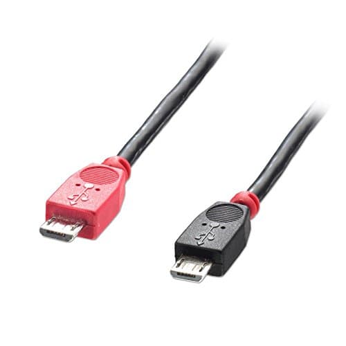 Image of LINDY 31758 0.5m USB 2.0 Type Micro-B to Micro-B OTG Cable, Black, Data cable, Charging Cable, 480Mbps, compatible with E-Bike computers, drones, cameras, smartphones