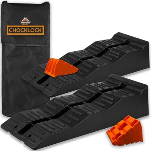 Image of Xtremeauto CHOCKLOCK Caravan Levelling Ramps - 2 Pack Heavy Duty Motorhome Ramps with Chocks & Bag, UV-Resistant Non-Skid Campervan Blocks (5 Tonne Load) - Black