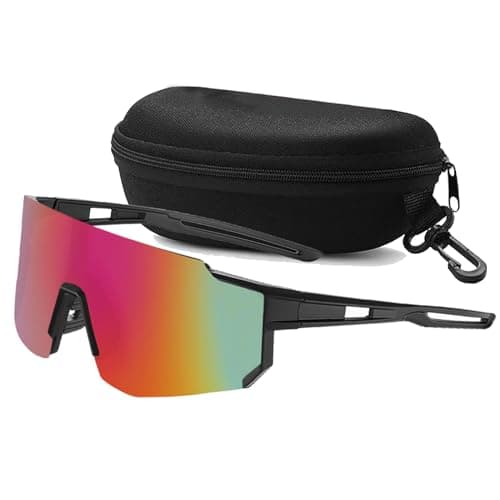 Image of Wieerda Cycling Sunglasses, Sports Polarized Sunglasses for Men and Women, UV 400 Protection Polarised Sun Glasses for Baseball Running Golf Driving Fishing Goggles (Blcak Purple)